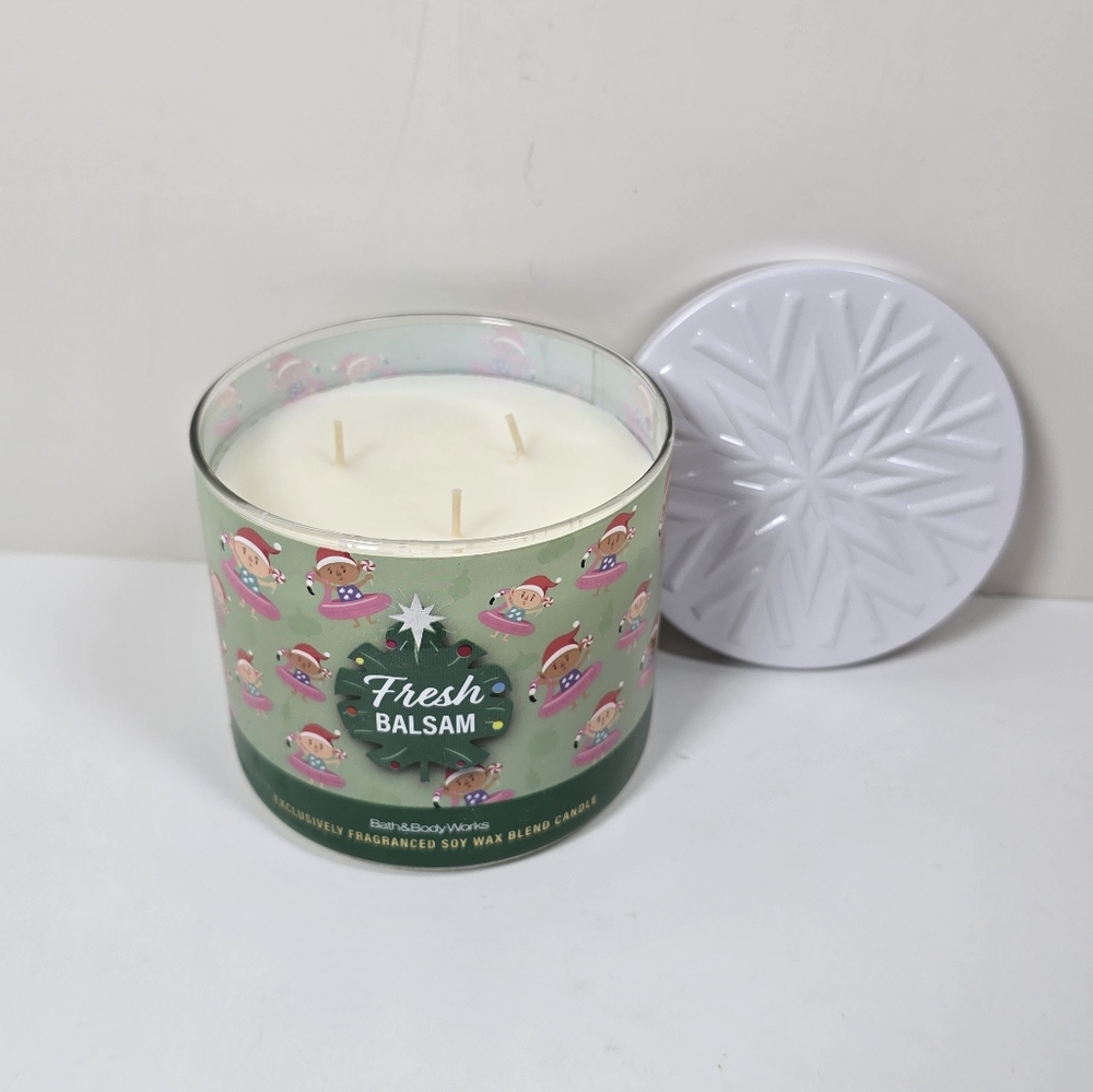 Bath & body works fresh balsam 3 wick candle new - Picture 2 of 2
